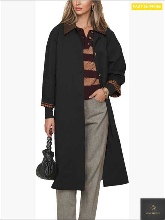 Jackets & Blazers - Classic Linen Trench Coat Oversized Windproof Overcoat Lapel Long Jacket